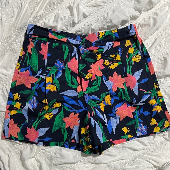 NWOT J Crew Floral Tie Waist Short in Cotton Poplin - Picture 2 of 8